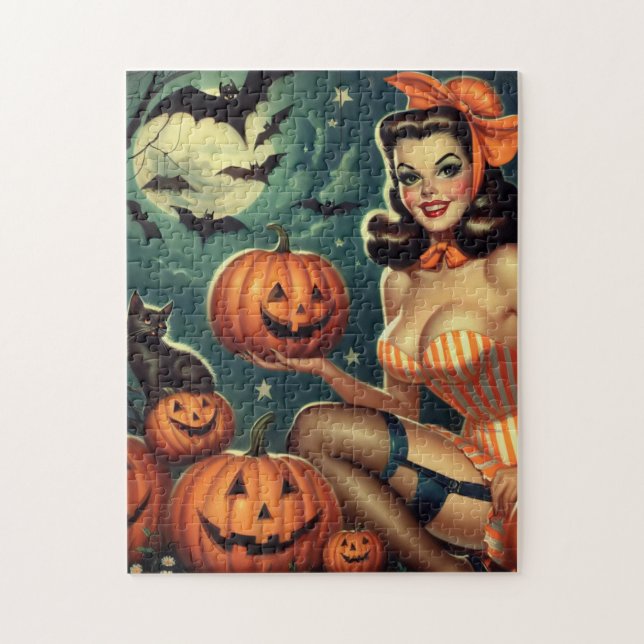 Vintage Halloween-stift upp Pussel (Vertikal)