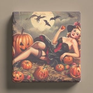 Vintage Halloween-stift upp Stenunderlägg