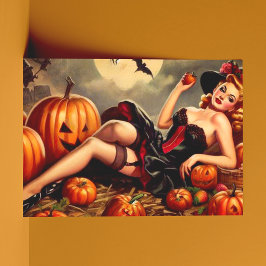 Vintage Halloween-stift upp Vykort