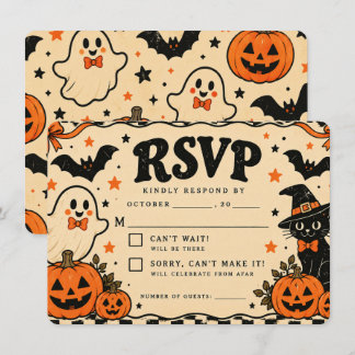 Vintage Halloween-svarskort | Spooky Social-spöken Tilläggskort