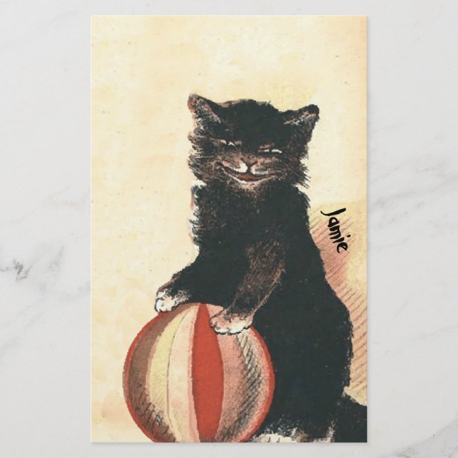 Vintage HALLOWEEN Svart Katt Brevpapper (Framsida)