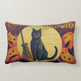 Vintage Halloween svart katt kastkudde Lumbarkudde