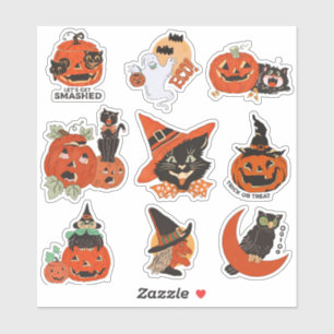 Vintage Halloween svart katt Klistermärken