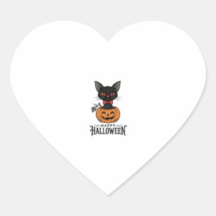 Vintage Halloween Svart Katt Pumpa Tröja Design_1 Hjärtformat Klistermärke