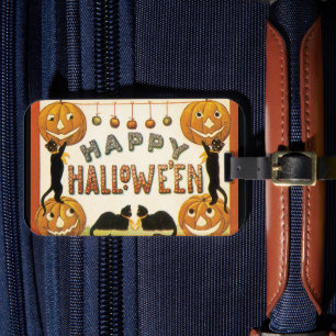 Vintage Halloween, svarta katter med Jackolanterns Bagagebricka