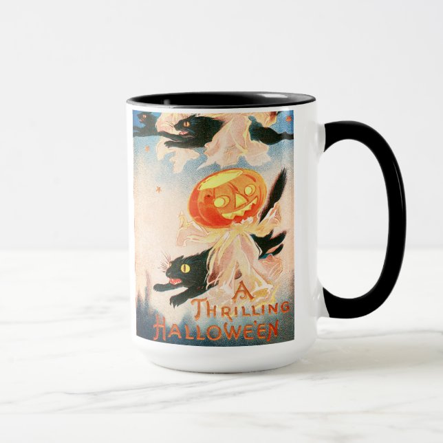 Vintage Halloween Svarta katter Mugg (Höger)