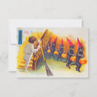 Vintage Halloween Svarta katter OSA Kort