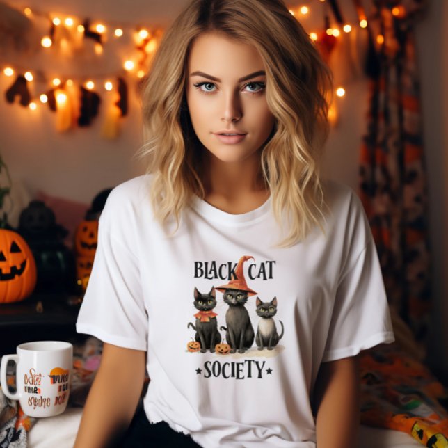Vintage Halloween Svarta katter T Shirt (Skapare uppladdad)