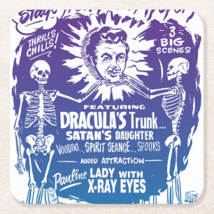 Vintage Halloween-talokuppspelning av mystiskt tem Underlägg Papper Kvadrat