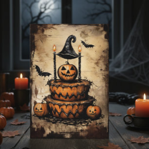 Vintage Halloween Tårta Födelsedag Kort