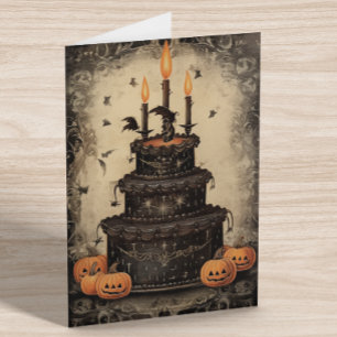Vintage Halloween Tårta Födelsedag Kort