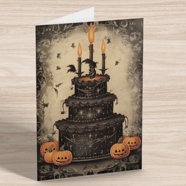 Vintage Halloween Tårta Födelsedag  Kort (Skapare uppladdad)