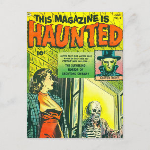 Vintage Halloween Tecknad Bok Vykort