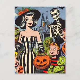 Vintage Halloween-Tecknader Vykort