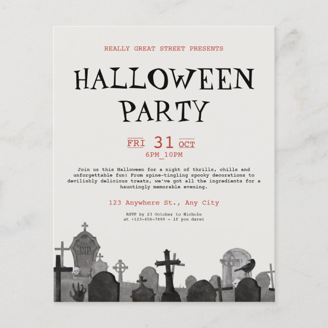 Vintage Halloween Terror Party, Editable Halloween Flygblad (Framsidan)