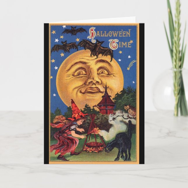 Vintage-Halloween-tid Kort (Framsida)