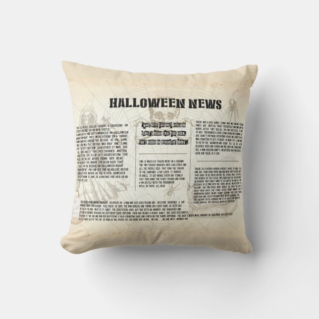 Vintage Halloween-tidning Kudde (Framsida)