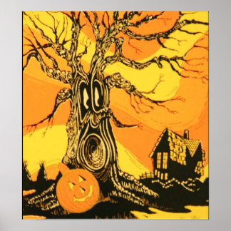 Vintage Halloween Träd Poster
