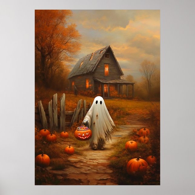 Vintage Halloween Trick-or-Treating Ghost Poster (Framsidan)