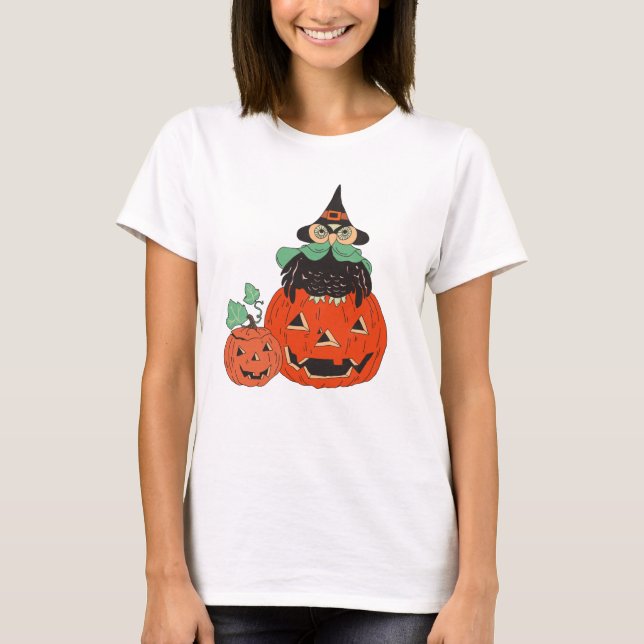 Vintage Halloween Uggla T Shirt (Framsida)