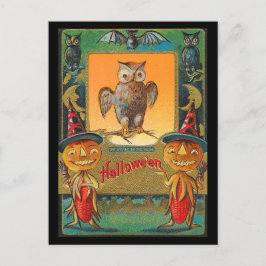 Vintage Halloween-uggla Vykort