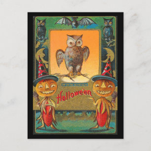 Vintage Halloween-uggla Vykort