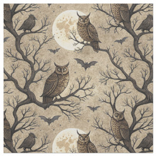 Vintage Halloween Ugglor & Måne Tyg