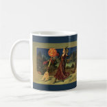 Vintage Halloween, vacker dansande häxa Kaffemugg
