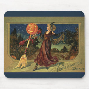Vintage Halloween, vacker dansande häxa Musmatta