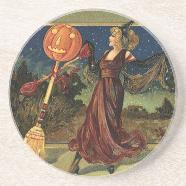 Vintage Halloween, vacker dansande häxa Underlägg (Framsidan)