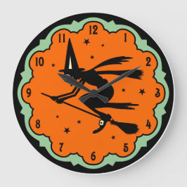 Vintage Halloween-väggklocka för flygande väderlek Stor Klocka