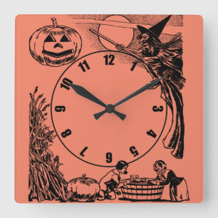 Vintage Halloween-väggklocka Fyrkantig Klocka