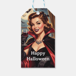 Vintage Halloween Vampyr Pin-up | Anpassa Presentetikett
