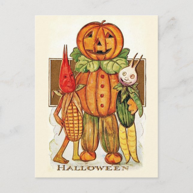 Vintage Halloween Vegetables Vykort (Framsida)