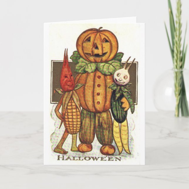 Vintage Halloween Veggies Kort (Framsida)