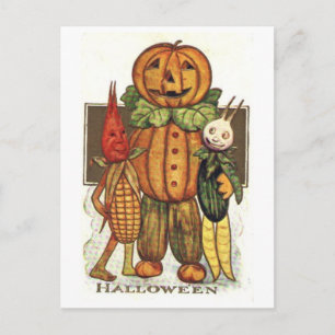 Vintage Halloween Veggies Vykort