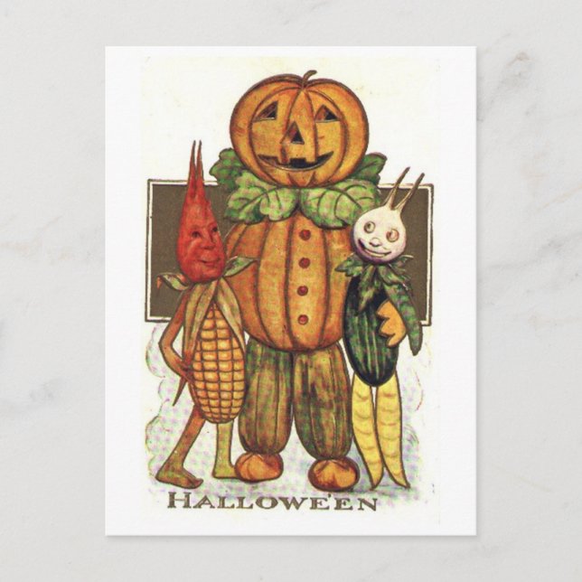Vintage Halloween Veggies Vykort (Framsida)