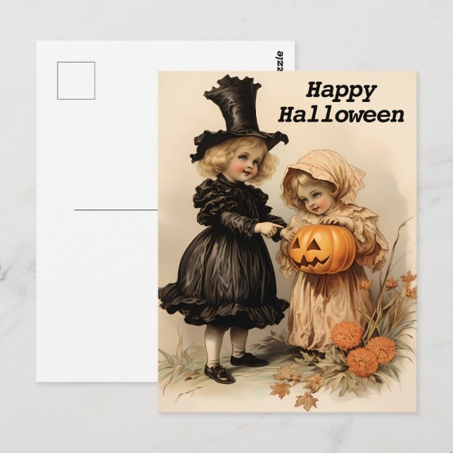 Vintage Halloween Vykort (Fram/baksida)