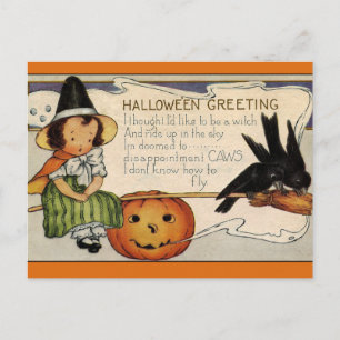 Vintage Halloween-vykort: Enchanting Night of WiFi Vykort