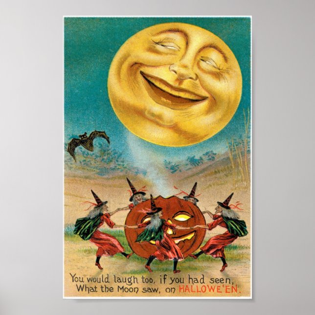 Vintage Halloween-vykort Poster (Framsidan)