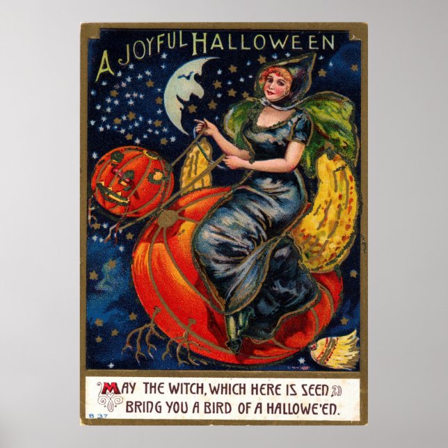 Vintage Halloween-vykort Poster (Framsidan)