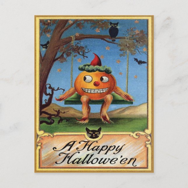 Vintage Halloween-vykort Vykort (Framsida)