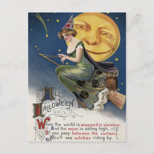 Vintage Halloween-vykort Vykort (Framsida)