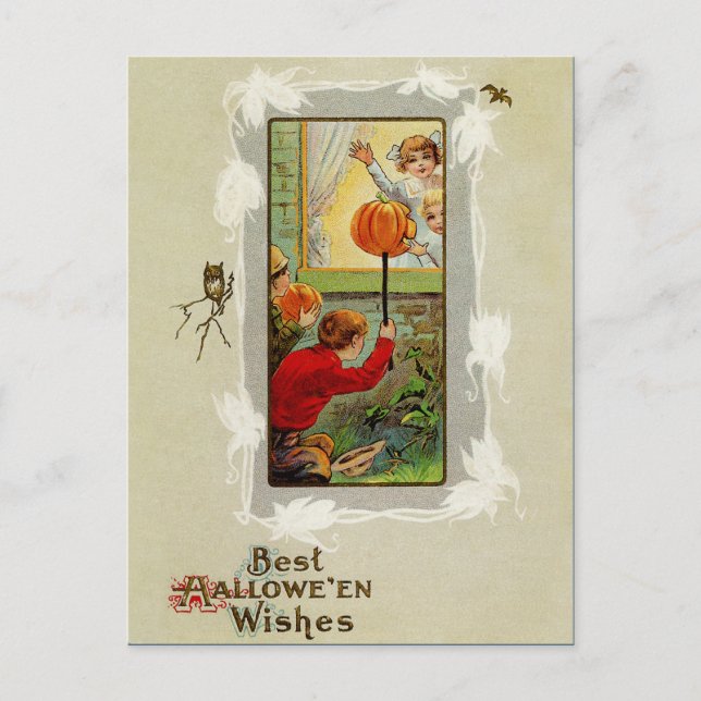 Vintage Halloween-vykort Vykort (Framsida)