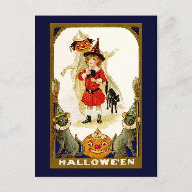Vintage Halloween-vykort Vykort (Framsida)