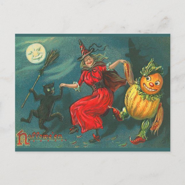 Vintage Halloween-vykort Vykort (Framsida)