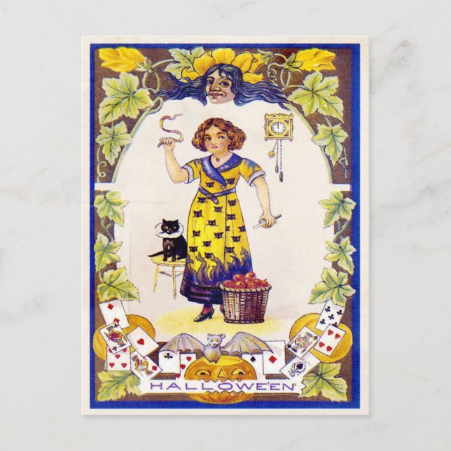 Vintage Halloween-vykort Vykort (Framsida)