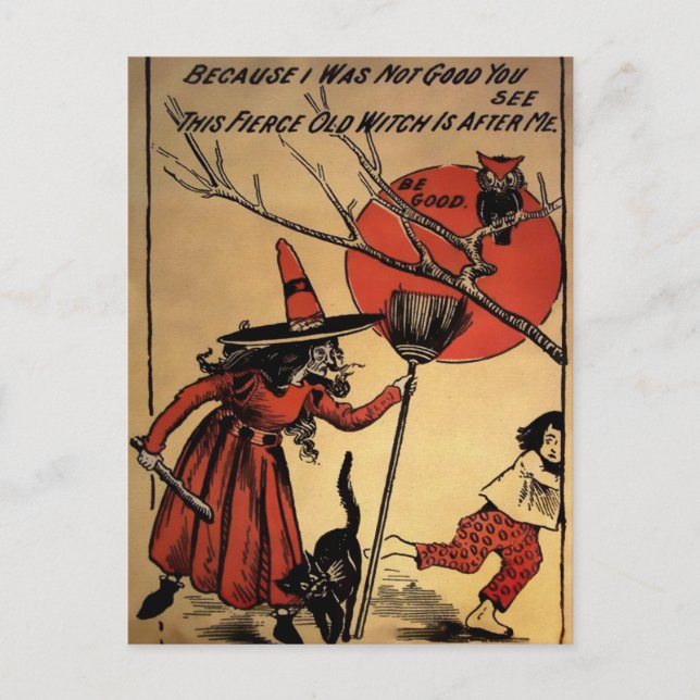 Vintage Halloween-vykort Vykort (Framsida)