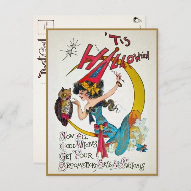 Vintage Halloween-vykort Vykort (Fram/baksida)