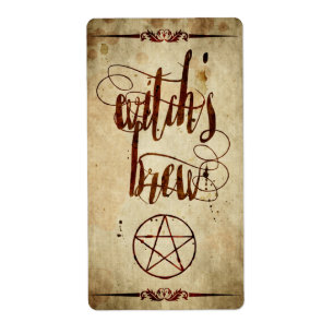 Vintage Halloween Witch Brew-etikett Fraktsedel